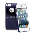 Полиуретановый чехол на заднюю крышку iPhone 5 / 5S PURO Metal Cover, цвет синий (IPC5METALBLUE)