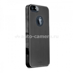 Полиуретановый чехол на заднюю крышку iPhone 5 / 5S PURO Metal Cover, цвет черный (IPC5METALBLK)