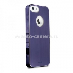 Полиуретановый чехол на заднюю крышку iPhone 5 / 5S PURO Metal Cover, цвет синий (IPC5METALBLUE)