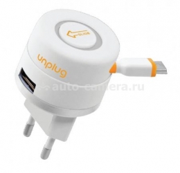 Сетевое зарядное устройство с mini-USB кабелем Unplug Travel Charger Retractable 1А в виде рулетки (TCU1000MIN)
